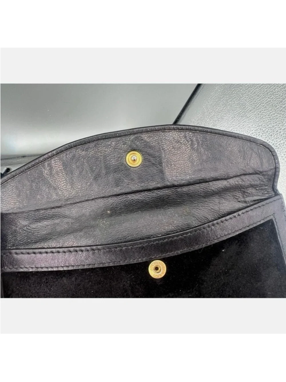 Vintage 1970’s Gucci Black Bi-Fold Suede & Leather Wallet -Authentic - Picture 5 of 13